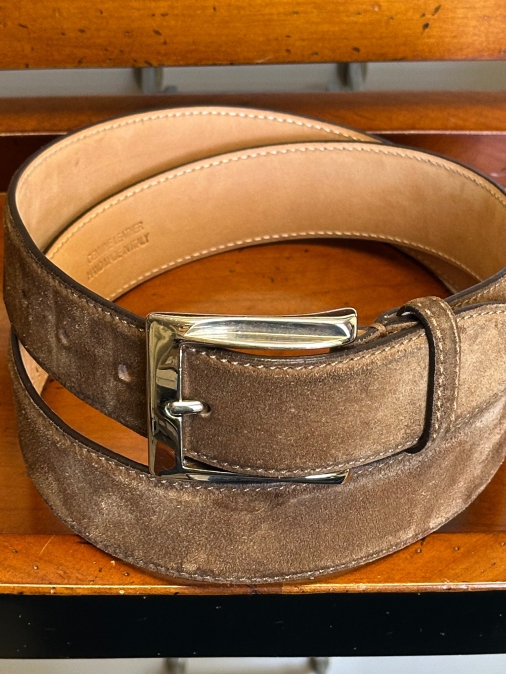 Di Bianco Farro Italian Suede Belt Mens SZ 36 - Picture 4 of 14